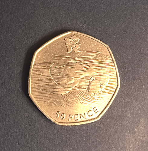 Olympic aquatic 50p coin 2011