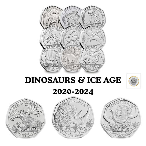 2020 2024 dinosaur 50p coins - 2020-2024,