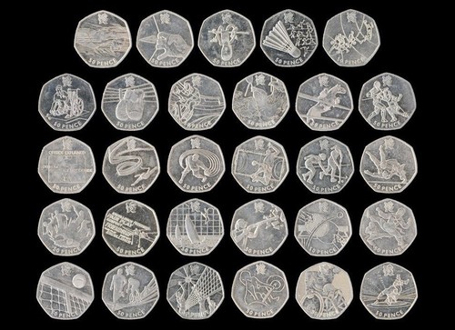 Olympic 50p coins fifty pence - olympic,