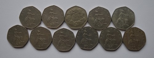 50p fifty pence old large - fifty,