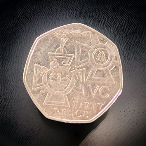 Fifty pence coin - fifty,