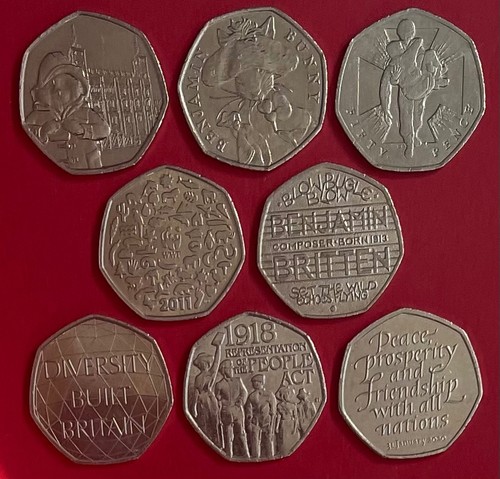 50p coins rare fifty - x,